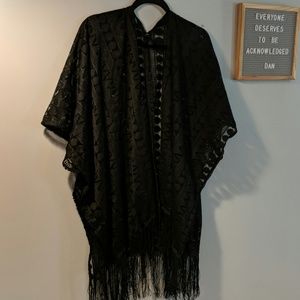 Lace Fringe shawl/cover up black